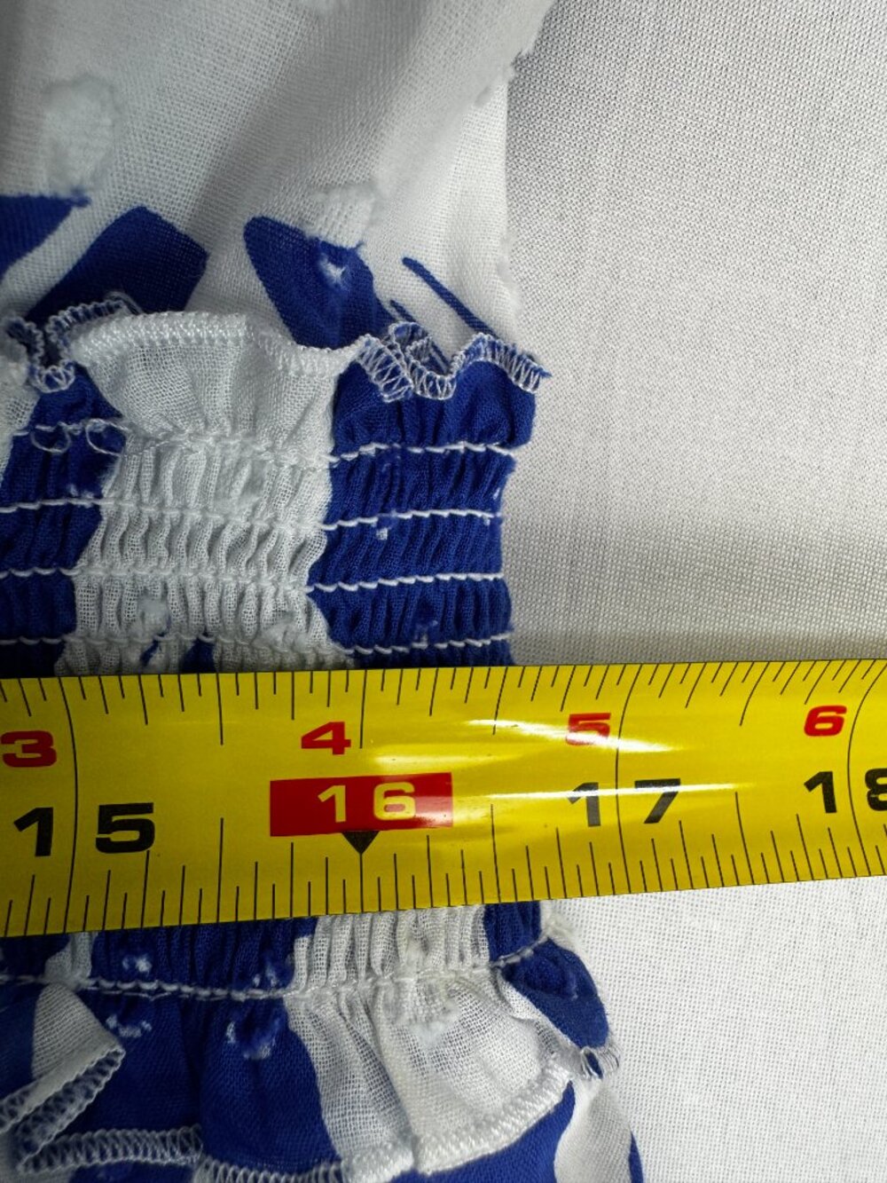 Chicos Flutter Sleeve Smocked Petite Maxi Dress Blue White Clip Dot Sz 16P - Picture 14 of 16